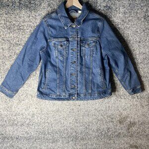 Levi Strauss Denim Jacket Womens 2XL Blue Trucker Button Front Classic Jean Coat